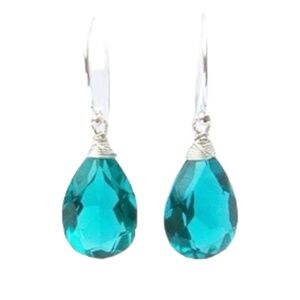 New Handmade Paraiba Teal Tourmaline Sterling Silver Earrings